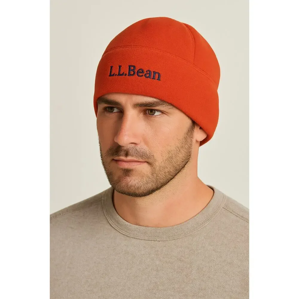 New L.L. Bean Polartec Windbloc Fleece Beanie Orange Unisex L/XL Unisex